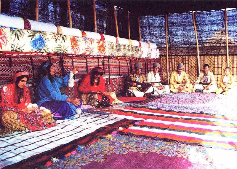 Inneres eines Qashqai-Zelts