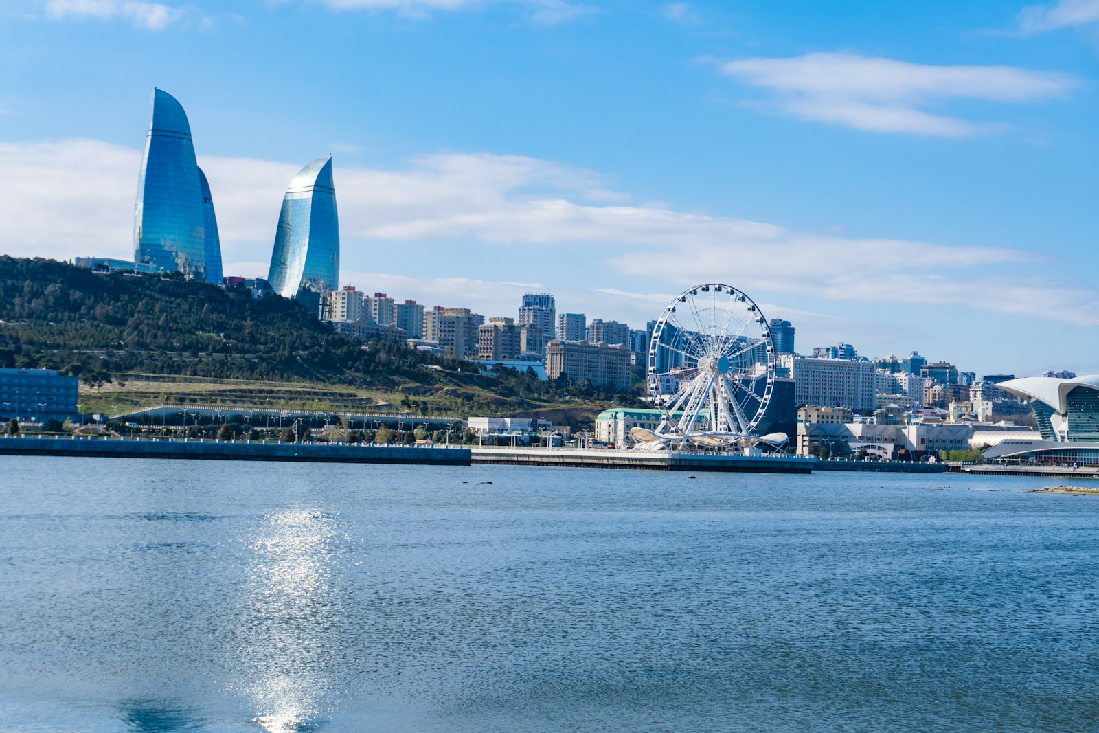 Baku, azerbaijan skyline with the flame towers